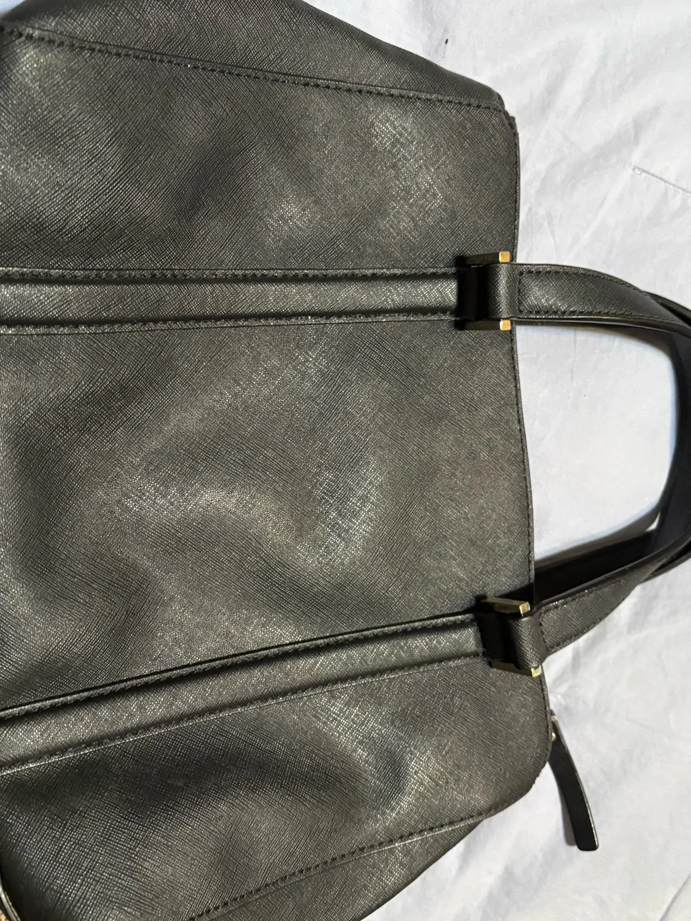 kate spade Black Leather Structured Tote with Gold Hardware